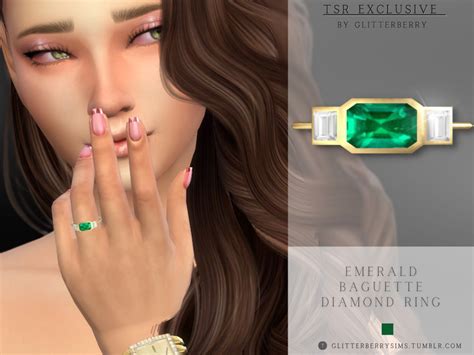 The Sims Resource Emerald Baguette Diamond Ring