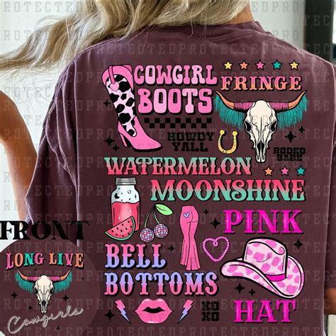 Cowgirl Things Long Live Cowgirls Multicolor Front Back Dtf Tra Kai Rae Transfers