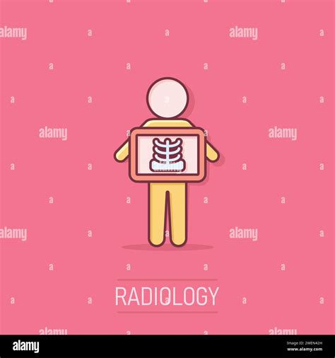 X Ray Icon In Comic Style Radiology Cartoon Vector Illustration On