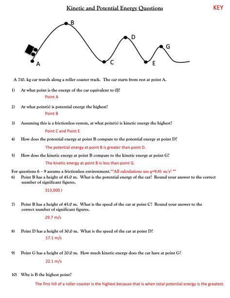 Kinetic Potential Energy Worksheet Joas Alfajardo Library