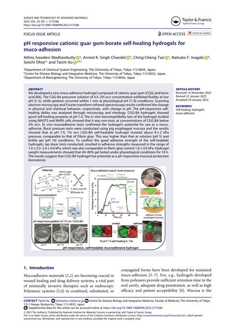 Pdf Ph Responsive Cationic Guar Gum Borate Self Healing Hydrogels For