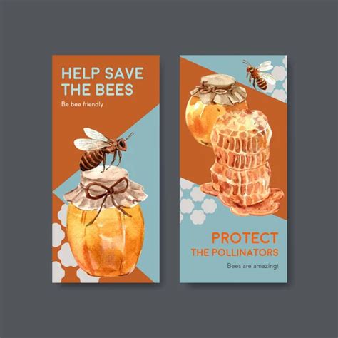 Poster Template Honey Concept Design Marketing Leaflet Watercolor