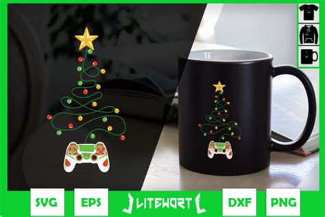 GAMER Controller Merry Christmas Tree Graphic By Litewort Creative