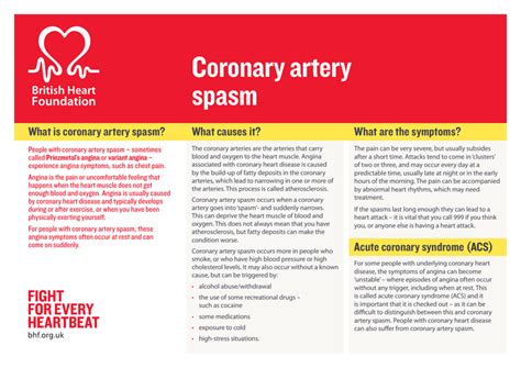 Coronary artery spasm - British Heart Foundation