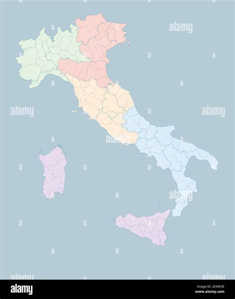 Mapa de Italia división por zonas regiones provincias y municipios