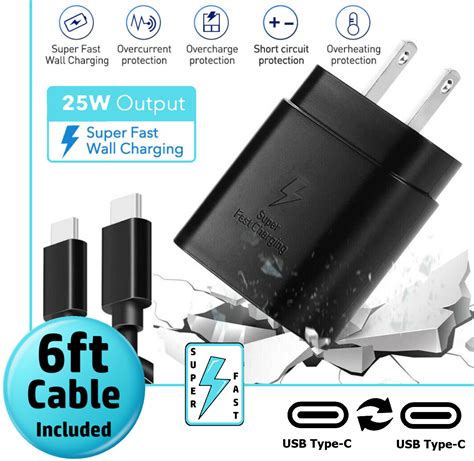 25w Type Usb C Super Fast Wall Charger 6ft Cable Samsung Galaxy S23 S22