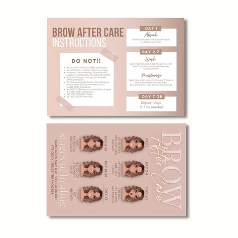 Pmu Eyebrow Powder Brow Microblading Aftercare Instruction Cards X