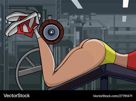 Cartoon Woman In Bikini Doing Exercise While Vector Image