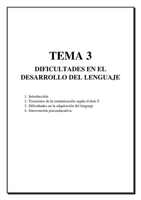 TEMA 3 Apuntes Resumen TEMA 3 DIFICULTADES EN EL DESARROLLO DEL