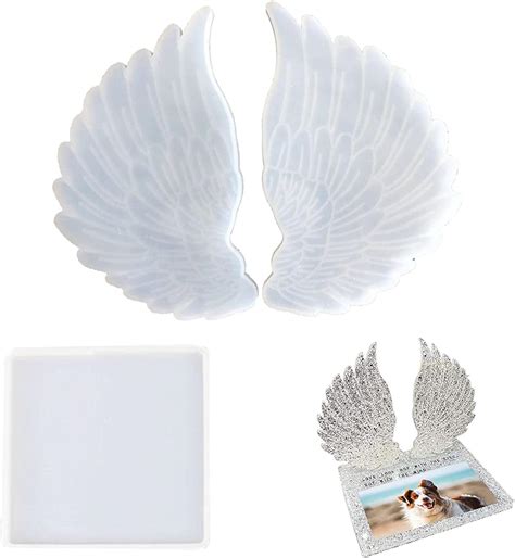 Amazon Large Square Silicone Mold And Angel Wings Mold Set Resin