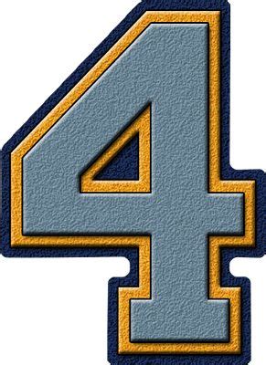 Presentation Alphabets Columbia Blue Gold Navy Blue Varsity Numeral 4