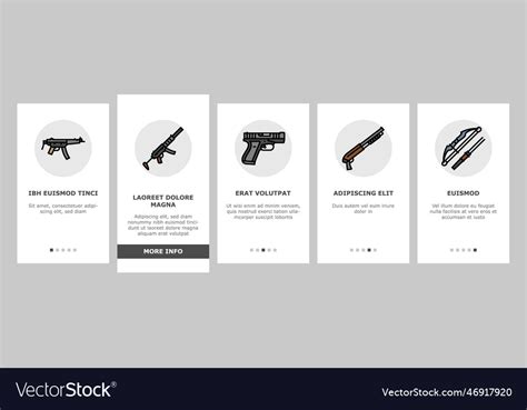 Weapon War Gun Military Army Onboarding Icons Set Vector Image