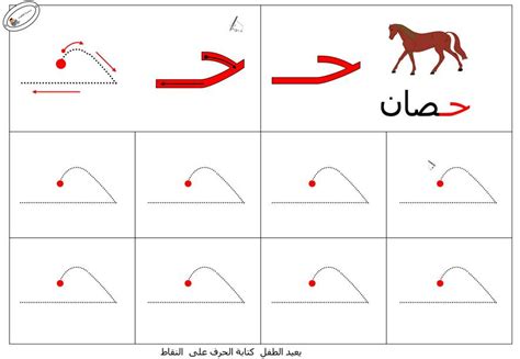 نشاط تعلم طريقة كتابة حرف الحاء حروفي