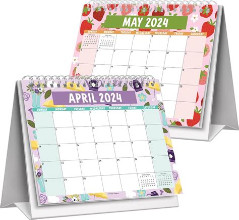 Hadley Designs Doodle Small Desk Calendar Standing Flip Small