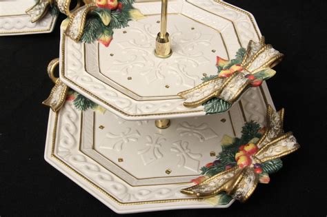 A Fitz and Floyd Christmas Platter and Two-Tiered Serving Tray | EBTH