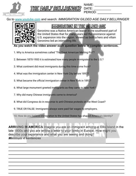 Immigration In The Gilded Age Worksheet Mysite