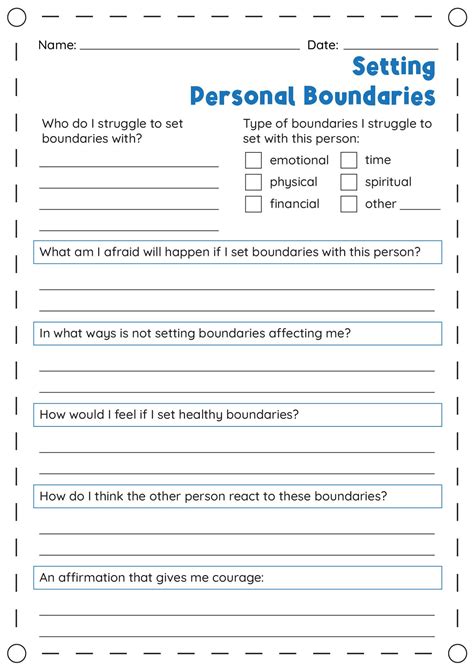 Boundary Worksheets Set Your Boundaries