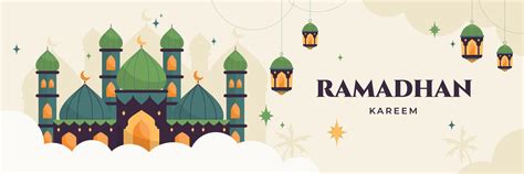 Ramadhan flat illustration horizontal banner 20721102 Vector Art at