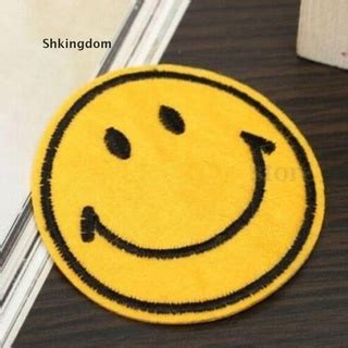 Shkingdom Happy Smile Face Yellow Iron On Applique Embroidered Patch