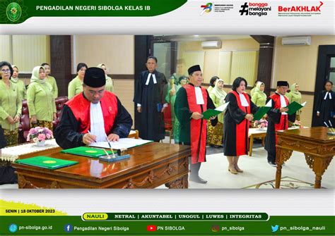 Acara Pengambilan Sumpah Pelantikan Dan Sertijab Ketua Pn Sibolga Kelas Ib