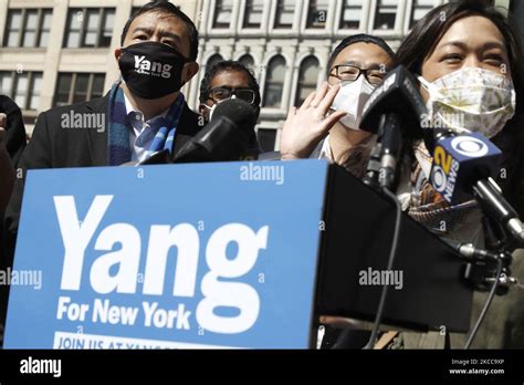 Mayoral Candidate Andrew Yang Holds A Press Conference In Lower