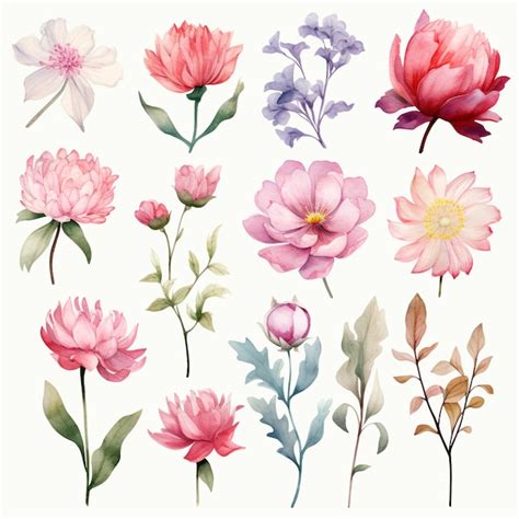 Premium Ai Image Delicate Blooms Watercolor Flower