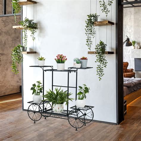 Unho Parisian Style Metal Plant Stand Indoor 6 Tier Garden Cart Plant