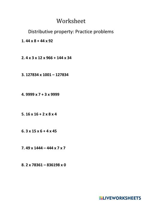 Distributive Property Of Multiplication Worksheets Fill And Sign