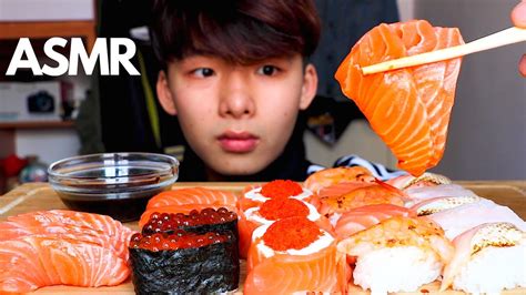 Asmr Salmon Sushi Sashimi 🍣 Eating Sound Mar Asmr Youtube