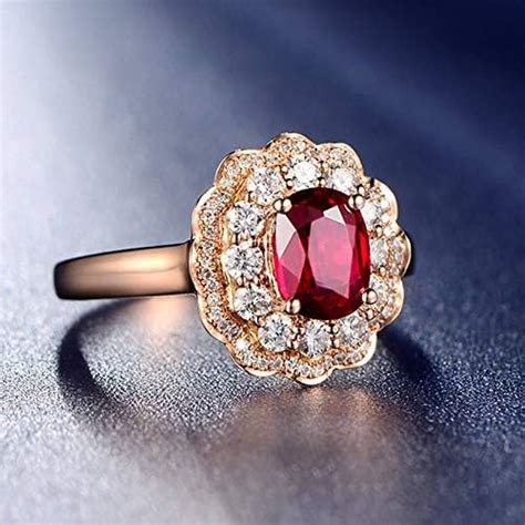 Daesar Bague Rubis Veritable Femme Bague Or Carats Femme Fleur