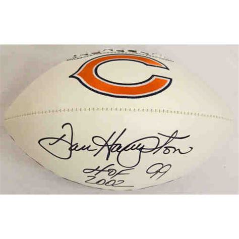 Dan Hampton Signed Bears Logo Football W HOF 2002 Schwartz Sports