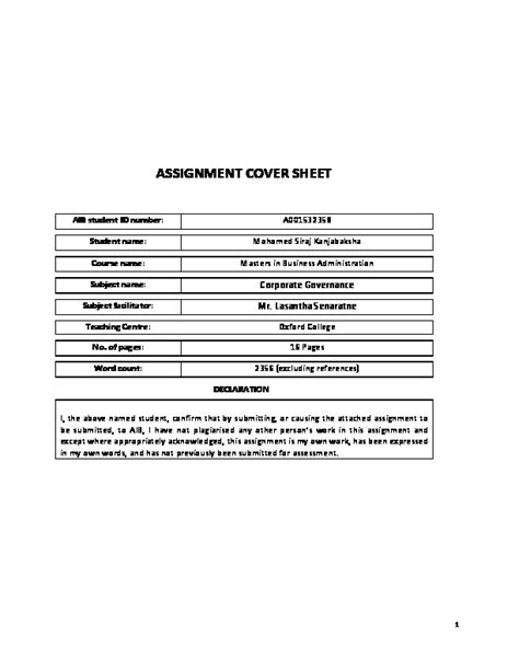 Corporate Governance Assignment Pdfcoffee