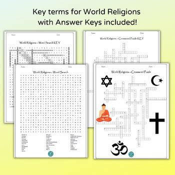 World Religions Crossword Puzzle And Word Search By The Classroom