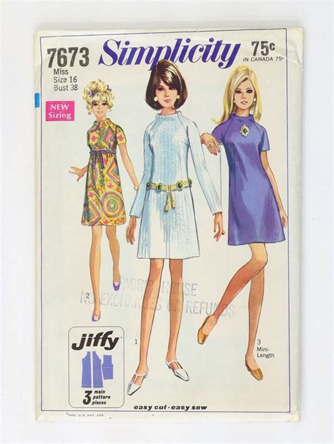 1960s Vintage Simplicity Pattern No 7673 Sewing Pattern 60s Simplicity Pattern No 7673