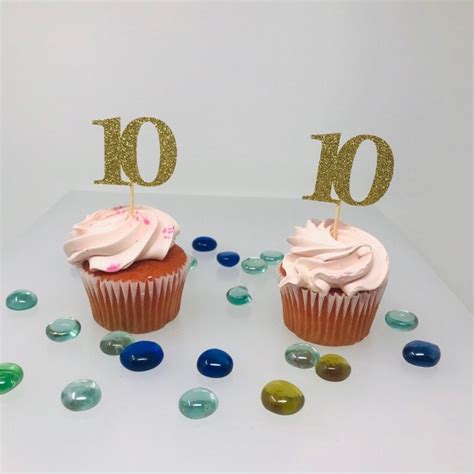 10th Birthday Cupcake Toppers Birthday Decoration 10th Etsy