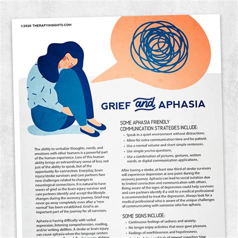 Grief And Aphasia Adult And Pediatric Printable Resources For Speech