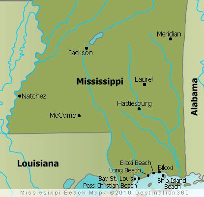 Mississippi Beaches Map - Mississippi Gulf Coast Map