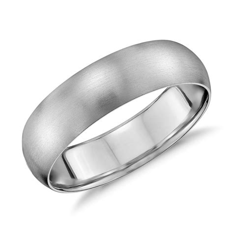 Matte Mid Weight Comfort Fit Wedding Ring In 14k White Gold 6 Mm