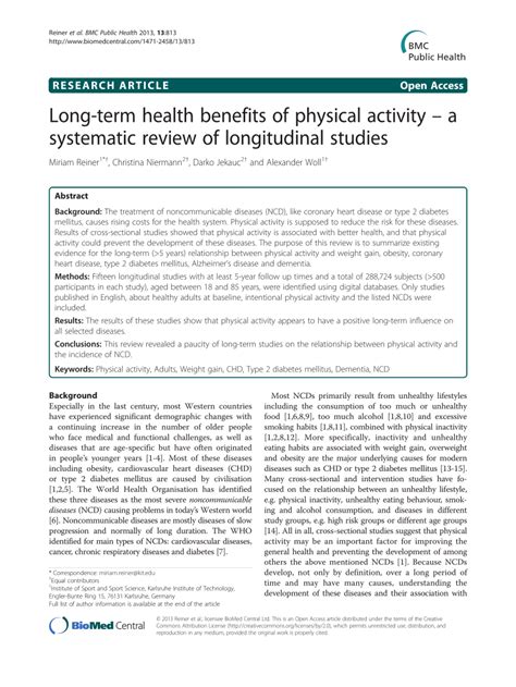 Pdf Long Term Health Benefits Of Physical Activity A Systematic