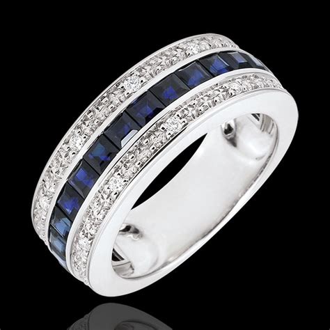 Bague Constellation Zodiaque Saphirs Bleus Et Diamants Or Blanc