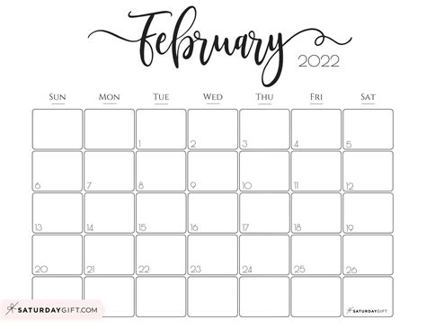 February 2024 Calendar - 20 Cute & FREE Printables | SaturdayGift ...