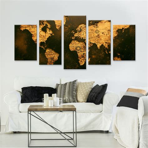 World Map in Black and Gold – BigWallPrints.com