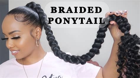 How To Sleek Braided Ponytail With Curls Beginner Friendly Youtube