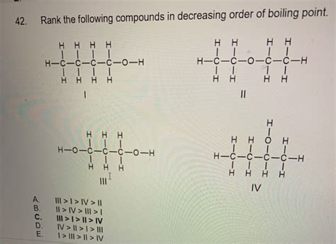 Solved 41 Rank The Following Compounds In Decreasing Order Chegg