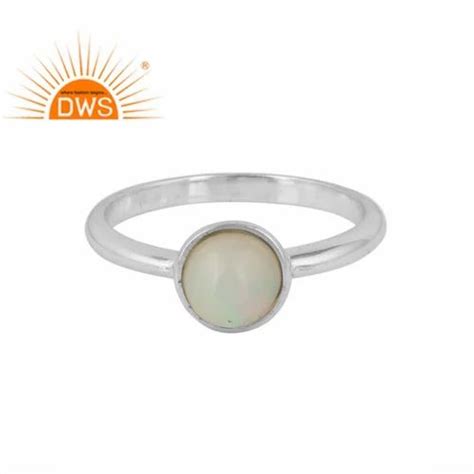 925 Fine Sterling Silver Natural Ethiopian Opal Gemstone Stackable Ring