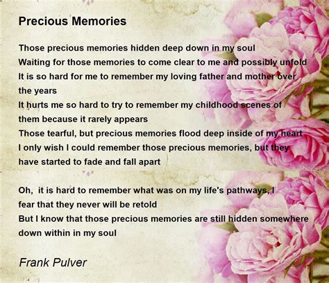 Precious Memories Precious Memories Poem By Frank Pulver