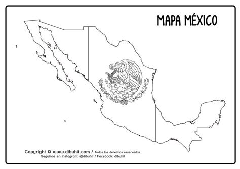 Mapa de México con bandera para colorear DibuHit