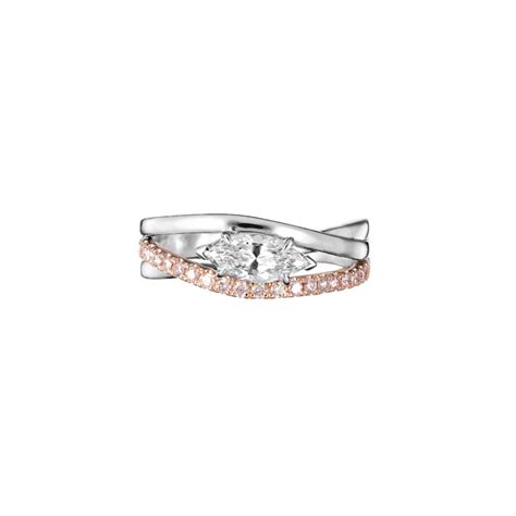 Argyle Pink White Marquise Diamond Ring Euphoria Jewels