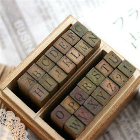 Vintage Alphabet Stempel Set Holz Stempel Set Vintage Etsy