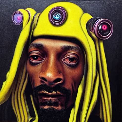 A Realistic Oil Painting Of Snoop Dogg As A Cybernetic Stable